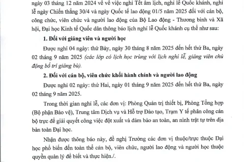 Thông Báo Nghỉ Lễ Quốc Khánh 2 9 NEU 0001